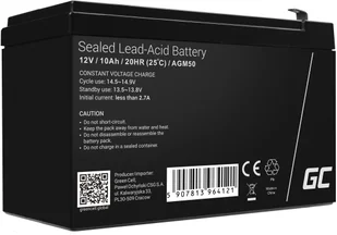 Green Cell Akumulator bezobsługowy AGM VRLA 12V 10Ah do zasilaczy awaryjnych UPS AGM50 - Baterie do zasilaczy awaryjnych UPS - miniaturka - grafika 2