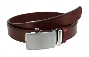 Arucce (PL) Pasek Męski Skórzany MASSIMO (PL) Skóra Licowa EXTRA 35 mm BORDOWY Gładki Klamra Samozaciskowa SREBRNA 34 - Paski - miniaturka - grafika 3