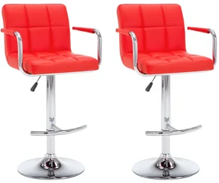 vidaXL Stołki barowe, 2 szt., czerwone, sztuczna skóra - Taborety i hokery - miniaturka - grafika 2