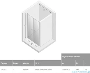 NEW TRENDY New Soleo Black drzwi wnękowe dwuskrzydłowe 110x195 cm przejrzyste D-0217A | - Akcesoria do armatury i ceramiki - miniaturka - grafika 2