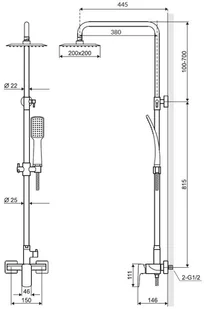 Actima ZESTAW PRYSZNICOWY RAIN KERIA AREX.2081CR - Zestawy prysznicowe - miniaturka - grafika 2