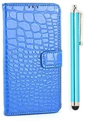 Etui i futerały do telefonów - Apexel apelex etui ze skóry PU do modelu Samsung Galaxy Note 4, z funkcją podstawki i rysika, imitacja skóry krokodyla, czerwony N4-11-BLU - miniaturka - grafika 1