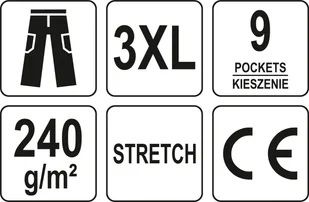 YATO SPODNIE ROBOCZE Z ELASTANEM I ODBLASKOWYMI WSTAWKAMI CZARNE ROZM 3XL - Odzież robocza - miniaturka - grafika 10