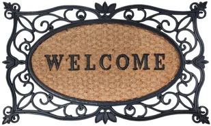 Esschert Design rb107 Welcome drzwi/gumowa mata przed drzwi, włókno kokosowe, guma, czarny/brązowy, 75 x 45 x 1 cm RB107 - Wycieraczki - miniaturka - grafika 2