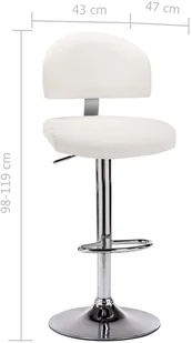 vidaXL Stołek barowy, biały, sztuczna skóra - Taborety i hokery - miniaturka - grafika 8