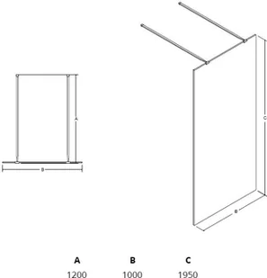 Besco Due Black 100x195 ADB-100-195C - Kabiny prysznicowe - miniaturka - grafika 2