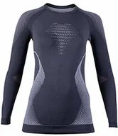 Bluzy narciarskie - UYN Evolutyon Uw koszulka damska odzież do biegania Longsleeve ciemnoszara - jasnoniebieska L/XL - miniaturka - grafika 1