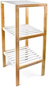 Półki łazienkowe - Relaxdays regał bambusowy z 3 półkami, wys. x szer. x gł.: 80 x 33 x 34 cm, naturalne drewno, idealny do kuchni i łazienki, kolor: naturalny i biały 10017162 - miniaturka - grafika 1