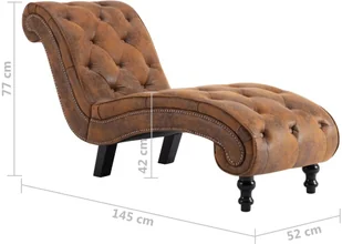vidaXL Szezlong, brązowy, sztuczna skóra zamszowa - Szezlongi - miniaturka - grafika 8
