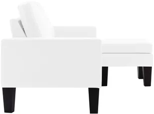 vidaXL 3-osobowa sofa z podnóżkiem, biała, sztuczna skóra - Narożniki - miniaturka - grafika 4