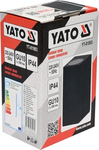 Yato LAMPA ŚCIENNA ZEWNĘTRZNA CZARNA ALUMINIOWA 2XGU10 YT-81903 YT-81903 - Lampy ogrodowe - miniaturka - grafika 3