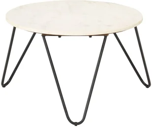 vidaXL vidaXL Stolik kawowy, biały, 65x65x42 cm, kamień o teksturze marmuru - Ławy i stoliki kawowe - miniaturka - grafika 5