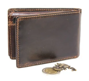 Jennifer Jones Portfel Męski Skórzany Skóra Licowa Mały Poziomy Bez Zapięcia Jedno Skrzydełko Do Góry 5562 RFID - Portfele - miniaturka - grafika 2