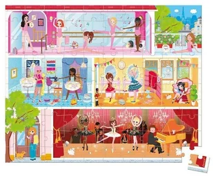 Janod Dzieci Puzzle Dance Academy 100 sztuk gry edukacyjne umiejętności motoryczne i koncentracja etui z uchwytem wykonane we Francji i certyfikowane przez FSC-zielone atramenty od 6 lat, J02616 J02616 - Puzzle - miniaturka - grafika 5