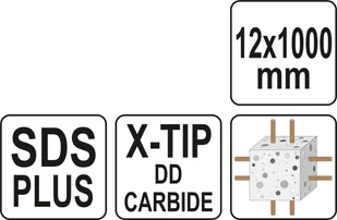 Yato WIERTŁO SDS PLUS PREMIUM 12MM/1000MM GŁOWICA X-TIP DO ŻELBETU YT-41969 ZYSKAJ RABAT 30 ZŁ YT-41969 - Wiertła - miniaturka - grafika 4