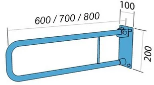 Makoinstal Poręcz uchylna łukowa dla niepełnosprawnych UR6 60 cm stal węglowa emaliowana UR6 - Akcesoria łazienkowe - miniaturka - grafika 2