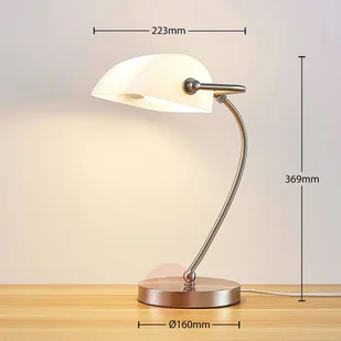 Lampenwelt COM Lampa bankierska Selea z białym szklanym kloszem - Lampy stojące - miniaturka - grafika 3