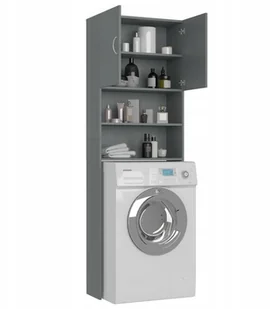 vidaXL Szafka na pralkę, szara, 64x25,5x190 cm, płyta wiórowa - Szafki łazienkowe - miniaturka - grafika 2