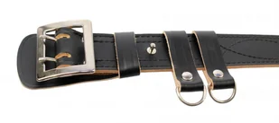 WIREX (PL) Wojskowy Pas Męski Skórzany OFICER RUBIN (PL) Skóra Licowa CZARNY Z Jasnym Spodem Bardzo Mocny Z Płytką I Przeszyciami PO45C XXL - Paski - miniaturka - grafika 2