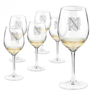 Kieliszki - Murrano Kieliszki szklane do wina zestaw x6 grawer inicjał 6xSKIV-007 - miniaturka - grafika 1