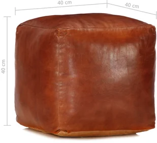 vidaXL vidaXL Puf, brąz tan, 40x40x40 cm, prawdziwa kozia skóra - Pufy i podnóżki - miniaturka - grafika 5