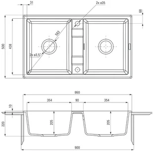 Deante ERIDAN ZQES203 szary - Zlewozmywaki - miniaturka - grafika 4