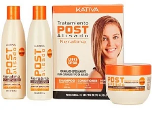Kativa Zestaw POST z karatyną Szampon 250ml + odżywka 250ml + maska 250 dla włosów po zabiegu trwałego wygładzania - Szampony do włosów - miniaturka - grafika 2