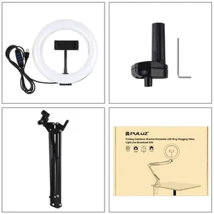 Puluz Puluz Lampa pierścieniowa statyw biurkowy na klips LED 20 cm vlog stream na telefon PKT3089B PKT3089B - Lampy stojące - miniaturka - grafika 3