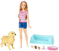 Lalki dla dziewczynek - Mattel Barbie Narodziny piesków zestaw z lalką FBN17 - miniaturka - grafika 1