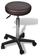 Taborety i hokery - Brązowy tapicerowany taboret obrotowy na kółkach M9-K66 - miniaturka - grafika 1