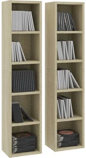 vidaXL Szafki na płyty CD, 2 szt., dąb sonoma, 21x16x93,5 cm, płyta vidaXL - Szafki do salonu - miniaturka - grafika 3