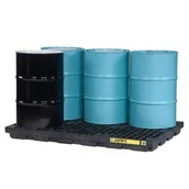 Pojemniki przemysłowe - Justrite Safety Group Wanna Wychwytowa Z Kratą Na 6 Beczek - 276L 6 Beczek Czarny 151 L. - 400 L. Z Kratownicą 185,5 Cm X 124,5 Cm X 14,0 Cm - miniaturka - grafika 1