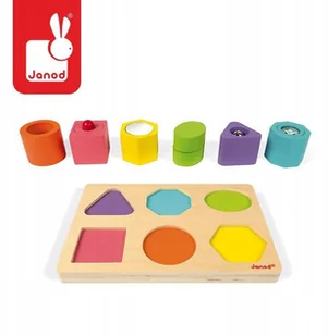 Janod KSZTAŁTY I DŹWIĘKI drewniana układanka sensoryczna J05332 - Układanki dla dzieci - miniaturka - grafika 13