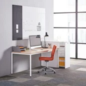 Biurka - AJ Biurko Modulus rama 4 nogi 1800x800 mm biała rama dąb 1611536 - miniaturka - grafika 1