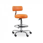 Meble i wyposażenie gabinetów medycznych - Taboret lekarski z oparciem i podnóżkiem LEKO 1-OP - miniaturka - grafika 1