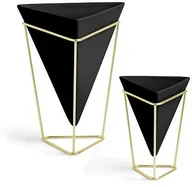 Donice - Umbra Trigg 2 Szt Czarno-Złote Doniczki Osłonki Na Kwiaty Ceramiczne Na Stojaku - miniaturka - grafika 1
