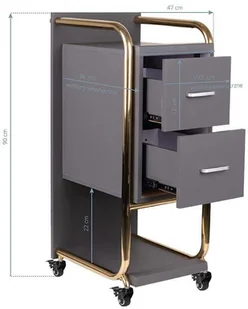 GABBIANO POMOCNIK FRYZJERSKI SOLO ZŁOTO SZARY 135396 - Meble fryzjerskie - miniaturka - grafika 5