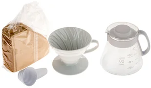 Hario zestaw V60 Dripper & Pot White - drip + serwer + filtry XVDD-3012W - Zaparzacze i kawiarki - miniaturka - grafika 2