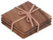 Pozostałe akcesoria barmańskie - Tuscany Toskania: podstawki z motywem zestaw-częściowy. 4 untersetzter prostokątny z drewna akacjowego ze skórą dokumentu 10485 - miniaturka - grafika 1