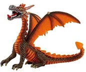 Figurki dla dzieci - Bullyland 75595 figurka do gry, smok siedzący pomarańczowy, ok. 11 cm wielkości, starannie ręcznie malowana figurka, bez PCW, wspaniały prezent dla chłopców i dziewczynek do fantazyjnej zabawy - miniaturka - grafika 1