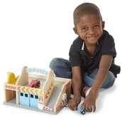 Zabawki kreatywne - Melissa&Doug Melissa and Doug Drewniana Stacja Serwisowa i Myjnia Dla Samochodów 19271 - miniaturka - grafika 1