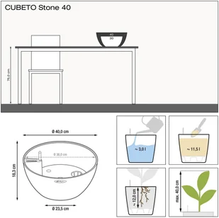 Lechuza Donica CUBETO Stone 40 biały kwarcowy CUBETO S. 40 KWARC - Donice - miniaturka - grafika 3