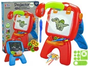 Tablice dla dzieci - Import LEANToys Tablica Dwustronna Kredowa Pisaki Stojąca Projektor Obrazki Czerwona Import LEANToys 9500 - miniaturka - grafika 1