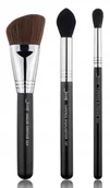Pędzle do makijażu - Jessup T305 Pro Zestaw 3 pędzli - black/silver - miniaturka - grafika 1