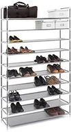 Szafki na buty - Relaxdays stojak na buty XXL wys. x szer. x gł.: ok.175,5 x 100 x 29 cm, na 50 par butów, 10 półek, stojak z materiału i metalu, skalowalny, duża ilość miejsca, czarno-szary 10019127_111 - miniaturka - grafika 1
