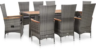 vidaXL 9-cz. zestaw mebli ogrodowych z poduszkami, polirattan, szary - Meble ogrodowe vidaXL 9-cz. zestaw mebli ogrodowych z poduszkami, polirattan, szary - Meble ogrodowe - miniaturka - grafika 9