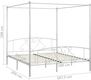 vidaXL Rama łóżka z baldachimem, biała, metalowa, 180 x 200 cm - Łóżka - miniaturka - grafika 5