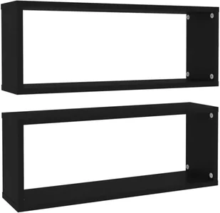 VidaXL Lumarko Półki ścienne kostki, 2 szt., czarne, 60x15x23 cm, płyta 807136 VidaXL - Półki do salonu - miniaturka - grafika 3