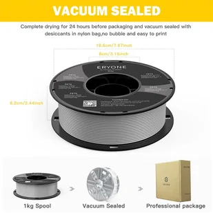 ERYONE ERYONE PETG Filament for 3D Printer 1.75mm Tolerance 0.03mm 1KG(2.2LBS)/Spool- Grey 795730EUDF - Filamenty i akcesoria do drukarek 3D - miniaturka - grafika 4