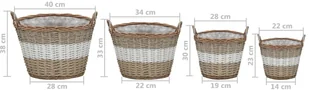 vidaXL Zestaw 4 koszy do przechowywania, wiklina z wyściółką z PE vidaXL - Pudła i pojemniki do przechowywania - miniaturka - grafika 5